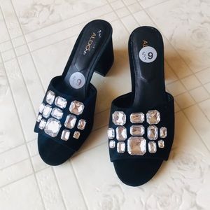 Aldo Sakura Jewels Suede Mules Size 6.5